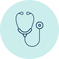 Icon depicting a doctor with stethoscope