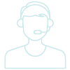 Icon depicting a representative from a call center with a headset on