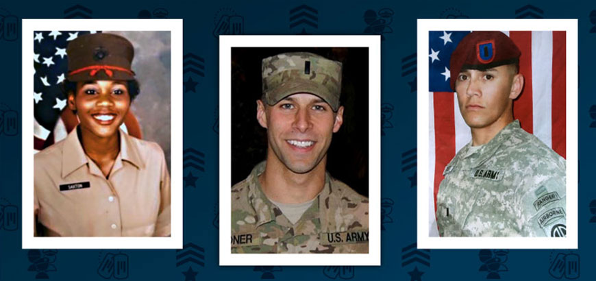 Three headshots of members of the US military