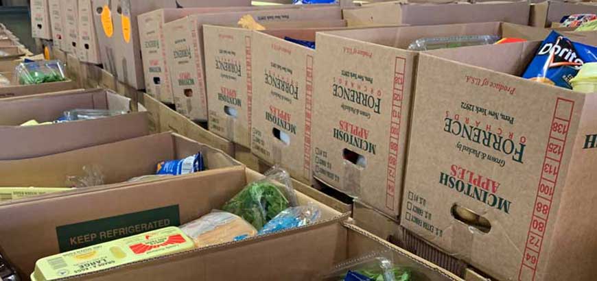 Image showing boxes of food donated to a food bank.