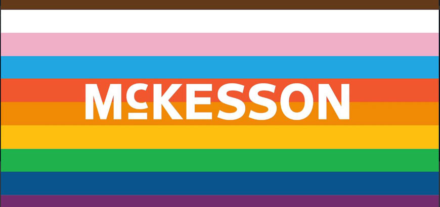 McKesson logo over a Pride flag